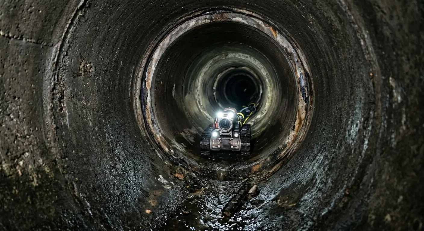 Robotic sewer camera inspecting pipe interior for Sewer Line Cleaning in Martin